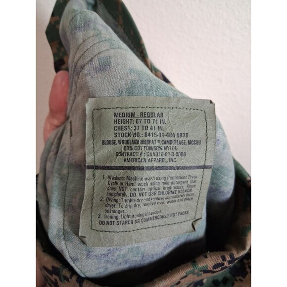 USMC American Apparel Military Fatigues Camo Jacket Grunge Y2K Sz Medium Regular - Picture 7 of 7